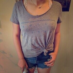 Hollister gray short sleeve tshirt with large print hollister across